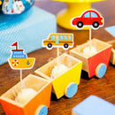 5pcs Cartoon Car Transport Cake Fruit Decorative Food Picks Cupcake ToppersTOCA