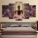 Modern Canvas Wall Art of Buddha Light for your Living Room -5 Panel Size S