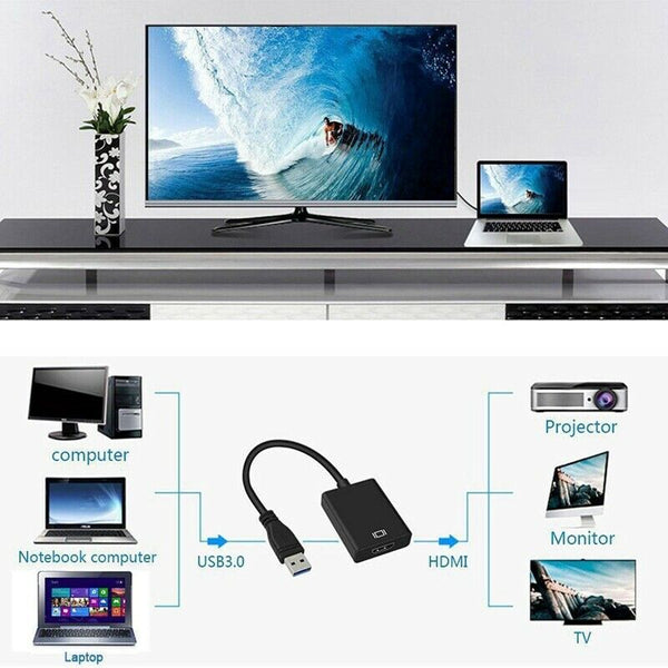 Usb 3.0 To Hdmi Hd 1080P Hdtv Audio Video Adapter Converter Cable For Windo Q1N9