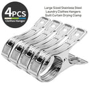 4PCS Stainless Steel Large Clothes Pegs Hanging Pins Laundry Hanger Clips