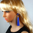Women Long Earrings Hanging Bohemian Large Tassel Earring Ethnic Royal Blue