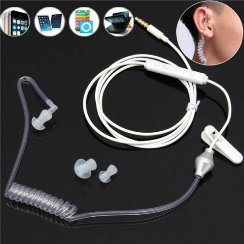 Air Tube Monaural In Ear Earphone Anti-radiation Headset Mic Headphone 3.5mm NEW