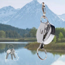 Fishing Zinger Retractor Key Ring Reel Holder Retractable Steel Cable Metal 60cm