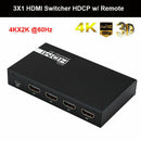 3 In 1 Out Video HDMI Audio Switch Switcher 1080P 60HZ 7.1CH 4Kx2K HD For P