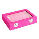 Jewelry Box Organizer 8 Grids with Glass Showcase Storage Container - Red Q9Q2