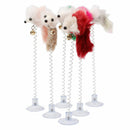 Funny Cat Kitten Pet Teaser Toys Multicolored Pom Plush Mouse + Spring Sucker