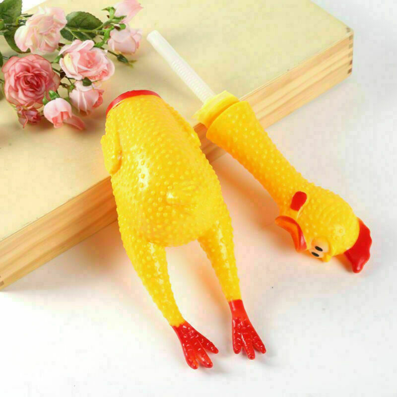 Squeeze Shrilling Screaming Rubber Chicken Pet Dog Bite Chew Gift Squeaker