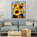 Painting By Numbers Kit DIY Blooming Sunflower Canvas Oil Art Picture Craft A