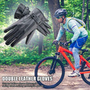 Leather Motorcycle Riding Fleece Gloves Touch Screen Men Thickened Gloves A