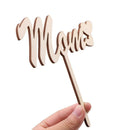 Wooden Love Hearts MOM Design Cake Toppers Sticks for Mother's Day Gifts