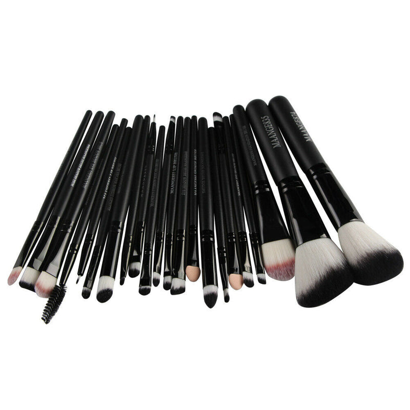 20Pcs Eyeshadow Makeup Brushes + 2Pcs Big Powder Blush Foundation Black