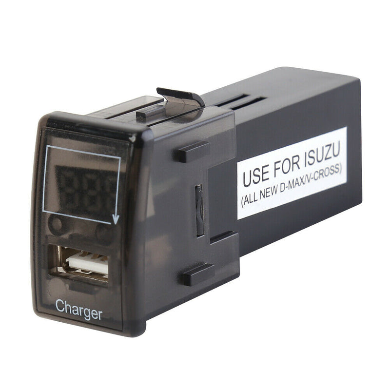 12V 24V to 5V 2.1A USB Car Charger Adapter with Blue LED Voltmeter for ISUZU