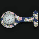 Blue pink Peony pattern Silicone Nurses Brooch Tunic Fob Pocket Watch Stain