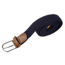 Unisex Men Women Stretch Braided Elastic Leather Buckle Belt Waistband Dark