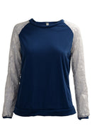 Women's Casual Lace Crochet Long Sleeve Sweatshirt Blouse Tops L blue