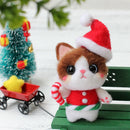 Novelty Cat Felt Craft Kit Wearing Christmas Hat Animal Wool Needle Felting Gift