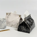 Marble Pattern Tissue Box Pu Leather Home Car Napkin Paper Container Paper