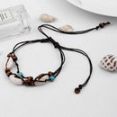 5X(Boho Natural Sea Shell Stone Anklets For Women Wood Bead Seashell Ankle T6D9)