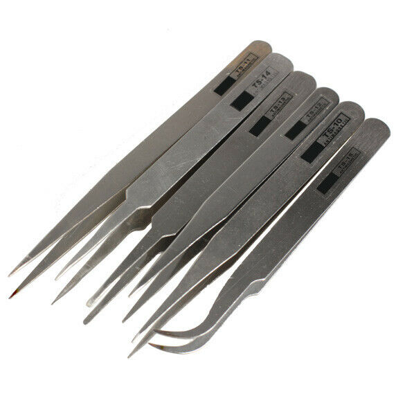 6pcs Industrial Tweezer Maintenance Repair Tool Kit TS10-15