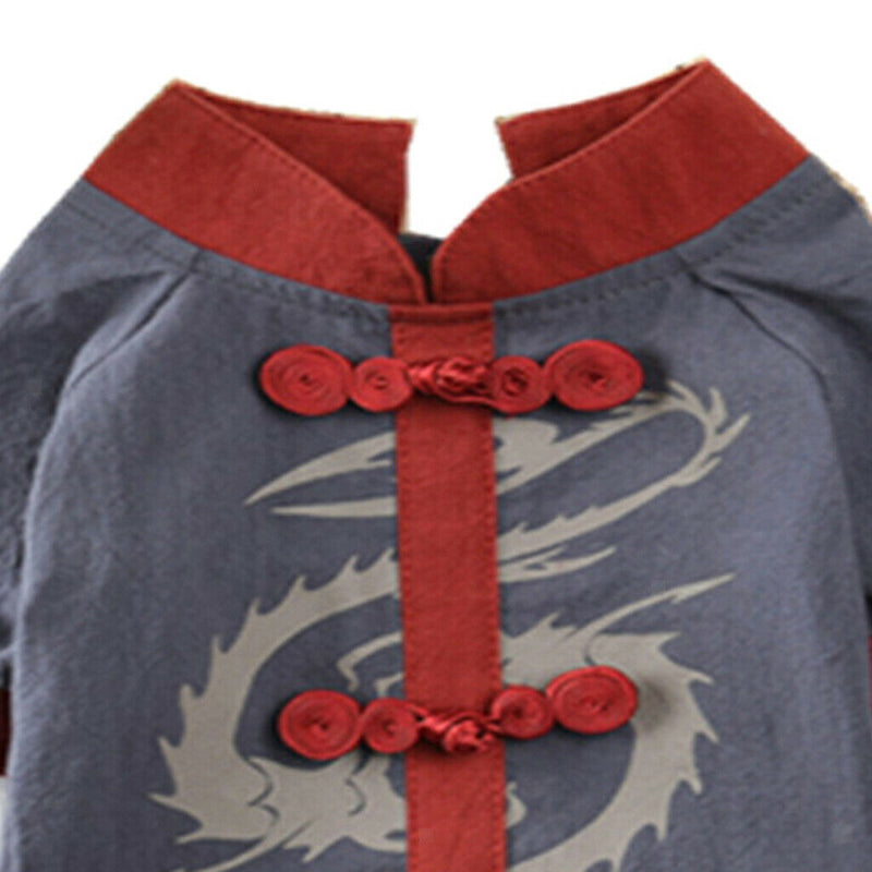 Pet Spring Summer Vest Small Pet Male Dog Traditional Han Style Vest Gray M