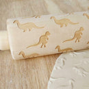 Dinosaur Embossing Wood Rolling Pin DIY Baking Cookie Cake Engraved Stencil