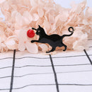 New Enamel Black Cat Playing Ball Brooch Collar Pins Animal Corsage Jewelry  OZ