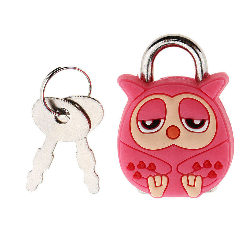 1 Set Red Owl Padlock Security Lock With Key Kid Gift Travel Lock Bag Lock