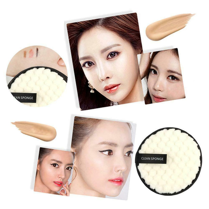 4pcs Fiber Makeup Remover Pad Reusable Face Cleaning Sponge Cosmetic Puff