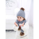 2Pair Baby Boy Girl Winter Cap Knitted Faux Fur Pom Bobble Beanie Hat Scarf