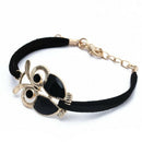 New Women's Retro Owl Decoration Faux Leather Bracelet black Q5F6