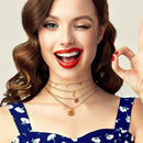 Boho Cross Wafer Pendant Clavicle Chain Women Multilayer Necklace Jewelry