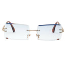 Ladies Rimless Sunglasses Party Tinted Lens Metal Frame Eyewear UV 400 Blue