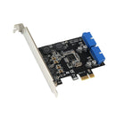 PCIe Dual Port 19pin USB Header Card Controller Support Low Profile Bracket