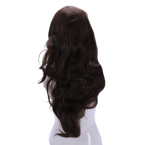 Womens Girls Fashion Wavy Curly Long Hair Human Full Wigs Light Brown R8N5