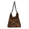 Fashion Corduroy Handbag Chain Totes Lady Shoulder Shopping Bag (Leopard)