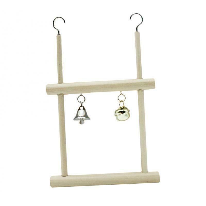Wooden Bell Swing with Landing Place for Budgie Parakeet Cockatiel Conure
