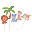1 Set Lions & Trees Forest Suit Cake Toppers Party Cupcake Flag Cake Decorati-OZ