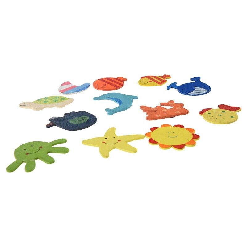 48pcs coloured wooden magnets drawing anime for children. G3H4