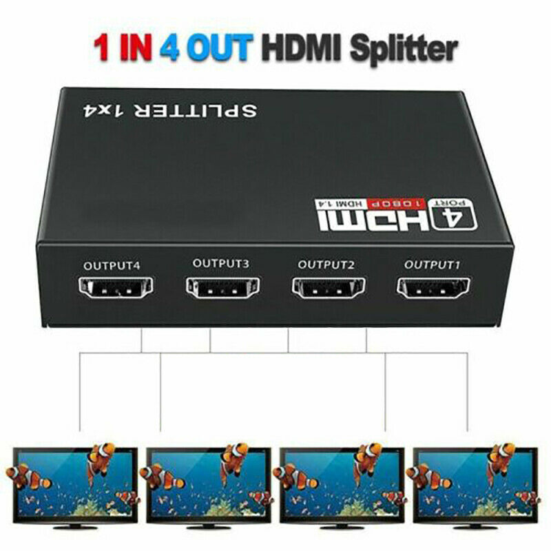 1 in 4 out Full HD HDMI Splitter 1X4 4 Port Hub Repeater Amplifier v1.4  GIJ