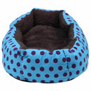 Removable cushion House Bed for Pets Dog Cat S Blue, Black dots