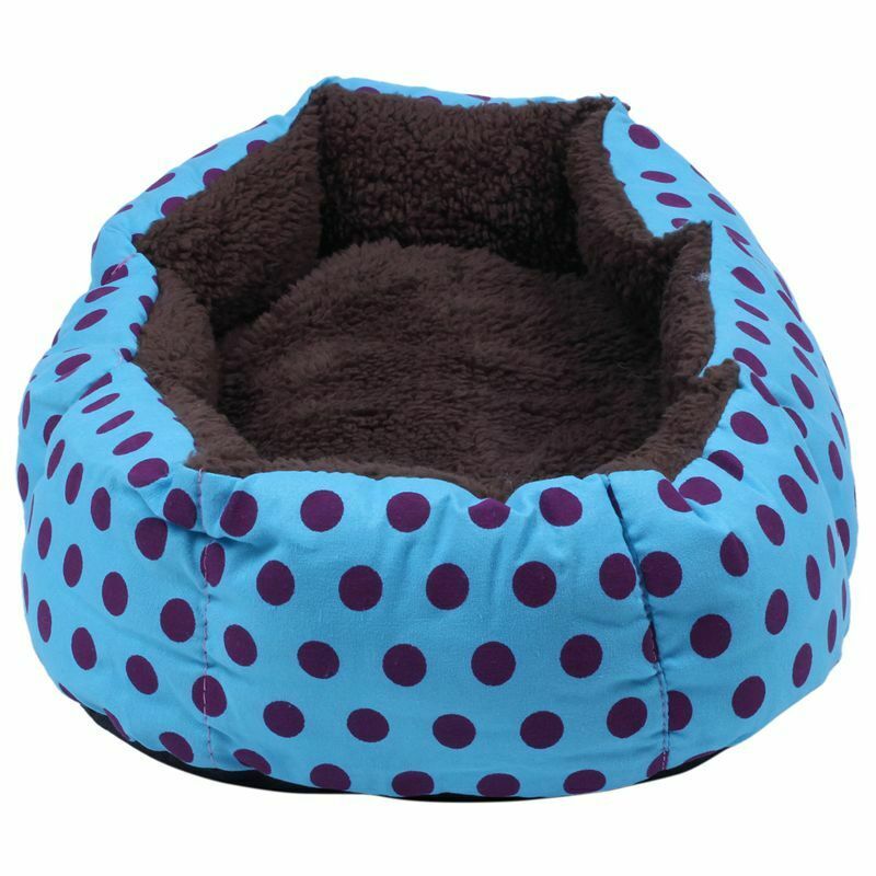 Removable cushion House Bed for Pets Dog Cat S Blue, Black dots