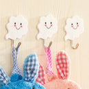 3X White Cloud Self Adhesive Sticky On Hooks Kitchen Bathroom Towel BX
