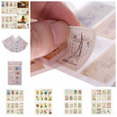 4Pcs Scrapbook Note Paper Retro Tower Flower Stamps Stickers Decor Stickers LJAU