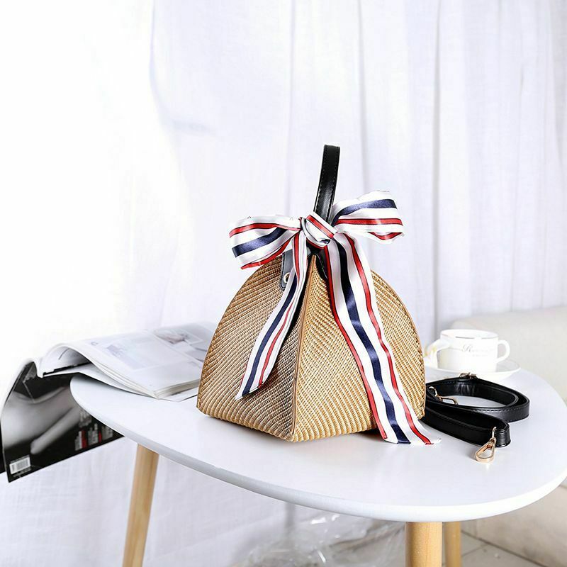 Chic Women Straw Handwoven Convertible Tote Crossbody Shoulder Bag T8U6