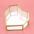 Flip Love Heart Shaped Geometric Glass Jewelry Box Glass Ring Box Exquisite D5Z1