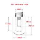 2 Pack 316 Stainless Steel 90 Degree Cross Clip 3mm Wire Rope Fitting Hardware -