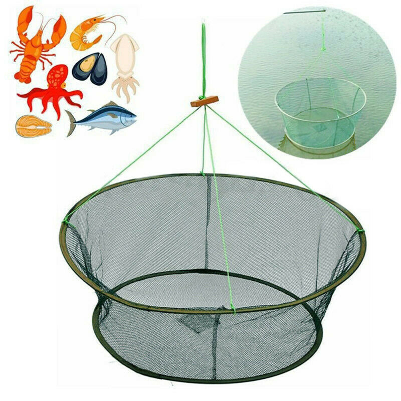 31'' Fishing Bait Foldable Crab Net Trap Cast Dip Fish Minnow Crawfish Shrimps