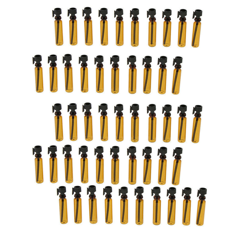 50Pcs Mini Amber Glass Bottles 1ml