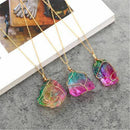 Natural Rainbow Stone Crystal Chakra Rocks Chain Quartz Pendant Necklace Jewelry