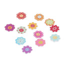 50Pcs Wood Mixed Flower Handmade 2 Holes Wooden Buttons Sewing Scrapbooking DIY